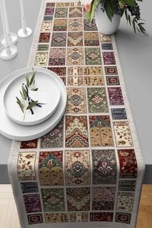 Diğer 57858324441810499283959 Pelangi Kilim Desenli Leke Tutmaz Kumaş Salon Mutfak Masa Değişik Ranır Modelleri Kahverengi 40 X 140, 676672864014005 Acı Kahverengi