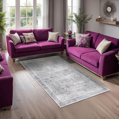 Diğer 57858324441829199283959 Vonno Kadife Kaymaz Pamuk Tabanlı Yıkanabilir Antibakteriyel Salon Halısı 100X150 1