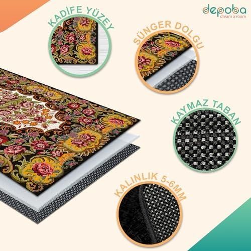 Diğer 57858324441833399283959 Marlo Kadife Kaymaz Pamuk Tabanlı Yıkanabilir Antibakteriyel Salon Halısı 100X150 1