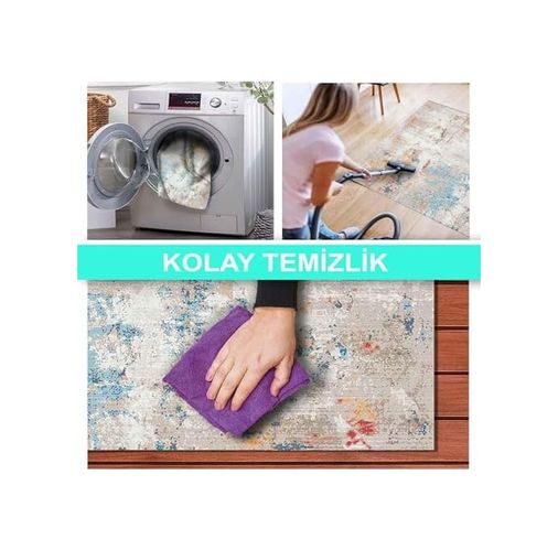 Diğer 57858324441880499283959 Dizayn Laray Desenli Kadife Pamuk Tabanlı Yıkanabilen Kaydırmaz Antibakteriyel Salon Halısı 200X300 1