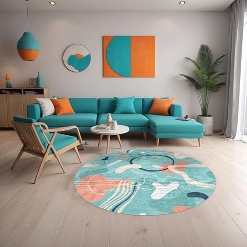 Diğer 57858324441925399283959 Stuf Şönil Kaymaz Doğal Pamuk Tabanlı Yıkanabilir Antibakteriyel Çevre Dostu Yuvarlak Salon Halısı 140X140 1