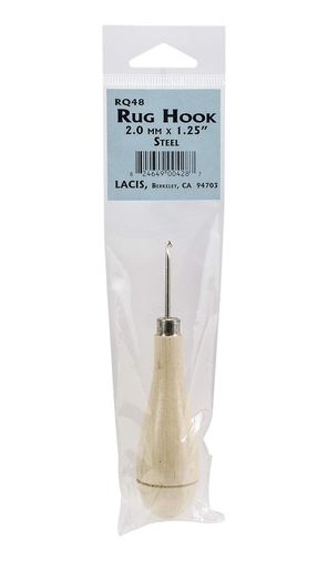 Diğer 57858324442027999283959 Lacis Rq48-2 Primitive Halı Kancası, Ahşap Saplı, Çelik, 2 Mm X 1,25 Mm