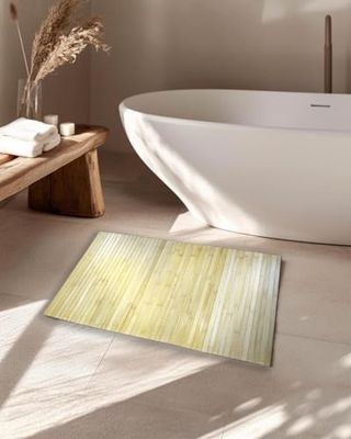 Diğer 57858324442079699283959 Eko Serisi 50X80 Cm Doğal Bambu Banyo Paspası Açık Ceviz