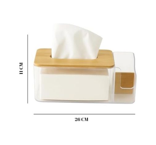 Diğer 57858324442131399283959 Bambulu Şeffaf Peçetelik Ve Organizer Çok Amaçlı Masa Düzenleyici, Modern Minimalist Tasarım -