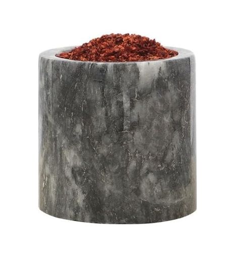 Diğer 57858324442319599283959 Roza Mermer Baharatlık 8X8 Cm Mermer Tuzluk Masaüstü Baharatlık Siyah Açık Gri