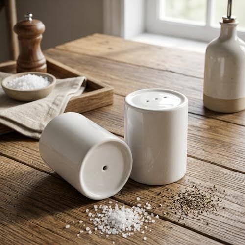 Diğer 57858324442372699283959 2'li Porselen Tuzluk Ve Karabiberlik Seti - Minimalist Beyaz Seramik Sofra Tipi Baharatlık Takımı Modern Masaüstü Tuz Ve Karabiber Kabı 5,5 X 6 Cm Açık Gri