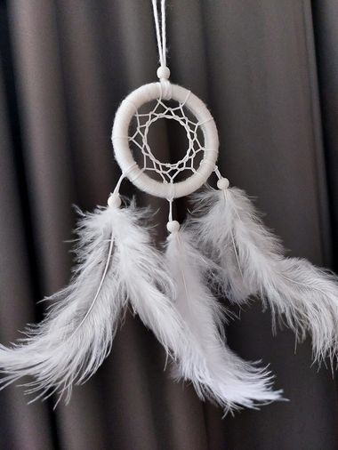 Diğer 57858324442556499283959 Araba Dikiz Aynası Süsü/rüya Kapanı/düş Kapanı/dreamcatcher/handmade/el Yapımı/beyaz Dreamcatcher 0