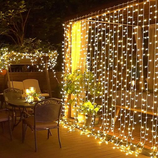 Diğer 57858324442720299283959 8 Fonksiyonlu Saçak Led Sarkıt 2X2 Metre Eklenebilir Süsleme 180 Işık Yılbaşı Açık Gold