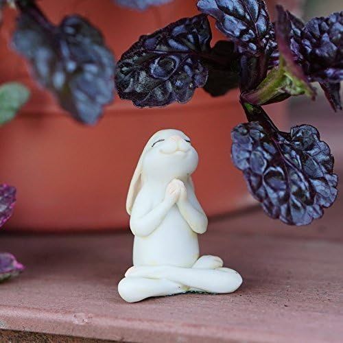 Diğer 57858324442727199283959 Top Minyatür Bahçesi Ve Teraryum Yoga Tavşanı Oturmuş Namaste Poz Heykeli, Küçük 0