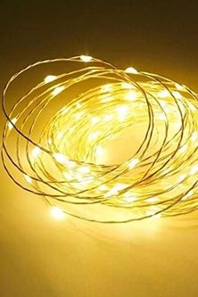Diğer 57858324442737099283959 5 Mt Pilli Led Led Gün Işığı Sabit Mod Pilli Yılbaşı Işığı 1410 Açık Gold