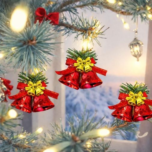 Diğer 57858324442756799283959 9 Adet Lüx Yılbaşı Ağacı Zili Set Ağacı Süslemeleri Topları Topu Parti Asılı Top Yılbaşı Süsleri Kırmızı