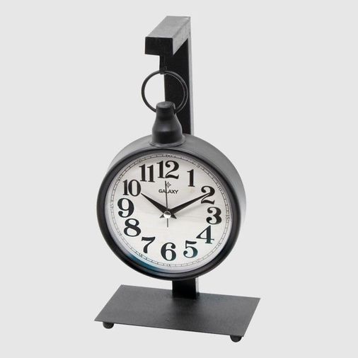 Diğer 57858324442809699283959 Galaxy Premium Metal Gövdeli Ofis Ve Ev Masa Üstü Sessiz Akar Saat 35 Cm Yükseklik Abanoz - Beyaz