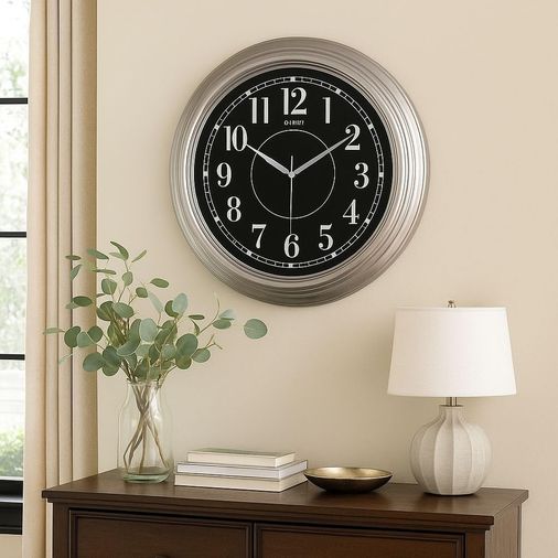 Diğer 57858324442810699283959 Galaxy Premium Serisi Klasik Tasarım Sessiz Mekanizma Latin Rakamlı 55 Cm Duvar Saati Gri-Siyah Açık