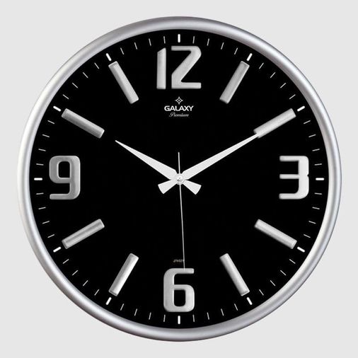 Diğer 57858324442816699283959 Galaxy Premium Serisi Metal Çerçeveli Kabartma Rakamlı Camlı 35 Cm Duvar Saati Gri Açık