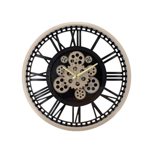 Diğer 57858324442850199283959 Galaxy Crk-843-Ku Premium Metal Görünümlü Dönen Çarklı Otantik Kadranlı Duvar Saati 50X50X8 Cm Açık