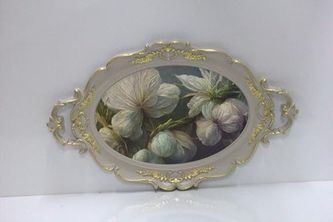 Diğer 57858324442856499283959 Hürrem Lüx Sunum Tepsisi Saray Bahçesi - Dekoratif Servis Tepsisi 48X28 Cm Açık Gold