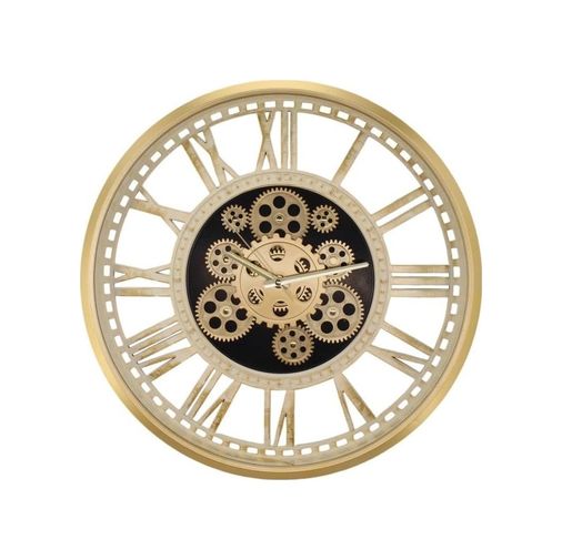 Diğer 57858324442867299283959 Galaxy Crk-843-Ca Premium Metal Görünümlü Dönen Çarklı Otantik Kadranlı Duvar Saati 50X50X8 Cm Açık