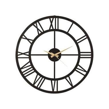 Diğer 57858324442871399283959 Muyika Duvar Saati 50Cm Sessiz Mekanizma Siyah Metal Kasa Modern Tasarım - Roma Rakamlı 50 Mds-50 Myk1195-06 Açık