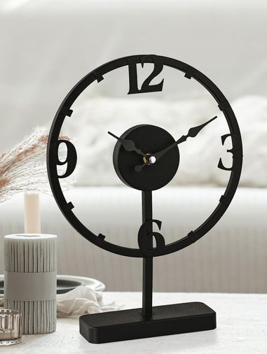 Diğer 57858324443032299283959 Dekoratif Metal Masa Saati 37 X 29 Cm Abanoz - Beyaz