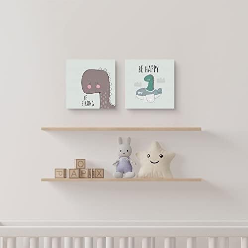 Diğer 57858324443125399283959 Bebek Odasına Özel Minimal Dinozor Tasarımlı Kanvas Tablo 25X25 Cm Acı Kahve