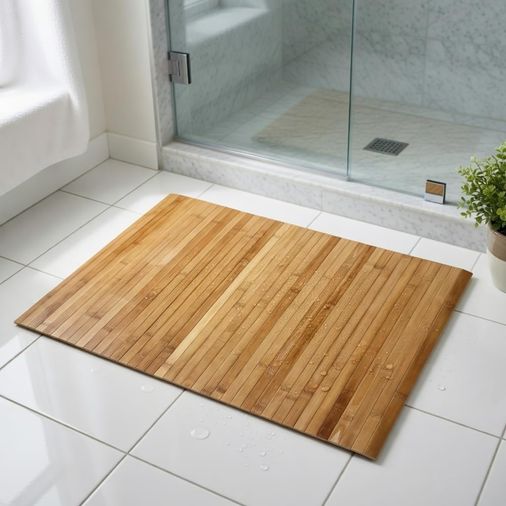 Diğer 57858324443317899283959 Bambu Banyo Matı, Kaydırmaz Tpe Tabanlı, Suya Dayanıklı, Rulo Yapılabilir, 45X68 Cm, Banyo Ve Mutfak İçin 6998