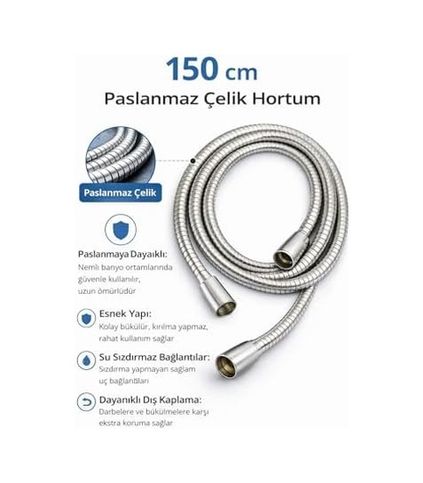 Diğer 57858324443337799283959 Paslanmaz Çelik Duş Hortumu Ve El Duşu Seti, 150 Cm Esnek Hortum, Yüksek Basınçlı Duş Başlığı, Kireç Önleyici Nozullar, Evrensel Bağlantı, Banyo İçin,el Duşu Ve Paslanmaz Çelik Duş Hortumu Seti 150 Cm 000 Açık Krem