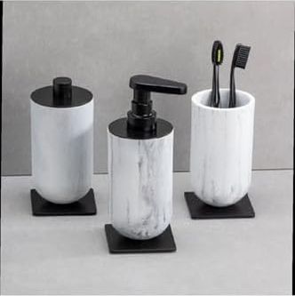 Diğer 57858324443345499283959 Diş Fırçalığı Mermer Deseni/siyah Renk 143X75X75 Mm Açık Ahşap