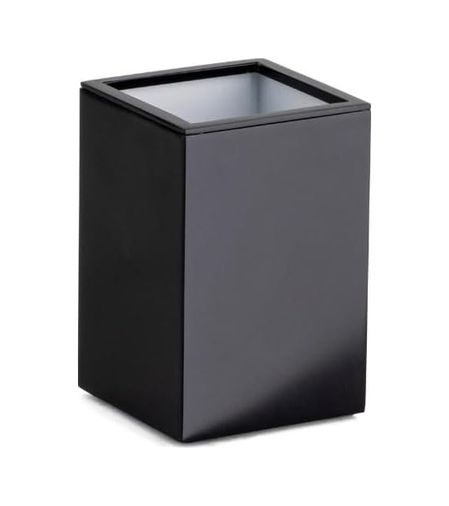 Diğer 57858324443352499283959 Tezgah Üstü Mat Siyah Diş Fırçalık 100X60X60 Mm Açık Ahşap