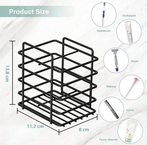 Diğer 57858324443373799283959 Diş Fırçası Tutucu, Yapışkanlı Banyo Duvarda Diş Macunu Düzenleyici Ve Bardak, Siyah Karbon Çelik Tıraş Bıçağı Rafı, Drenajlı Duş Sepeti Standı, Ev Veya Karavan İçin Banyo Aksesuarı Açık Ahşap