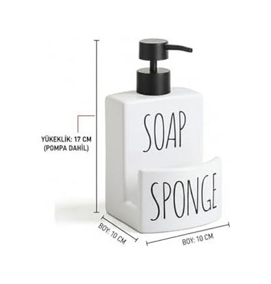 Diğer 57858324443375299283959 Banyo Mutfak Sıvı Katı Sabunluk Beyaz Açık Gri