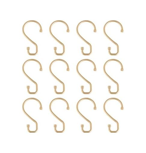 Diğer 57858324443378599283959 12'li Paket Duş Perdesi Halkaları Boyutlar: 7,9 Cm X 1,8 Cm X 0,6 Cm S Şekilli Tasarım Standart Boy Duş Çubuğuna Uyar Kurulumu Kolay Altın Açık Bej
