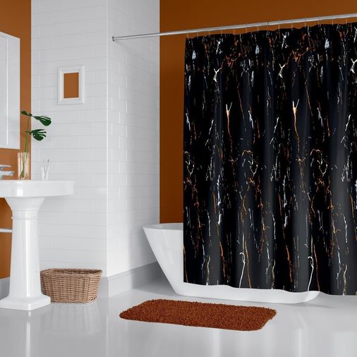 Diğer 57858324443426899283959 Banyo Perdesi 1X120X200 Tek Kanat Duş Perdesi Halka Li 6801 Açık Bej
