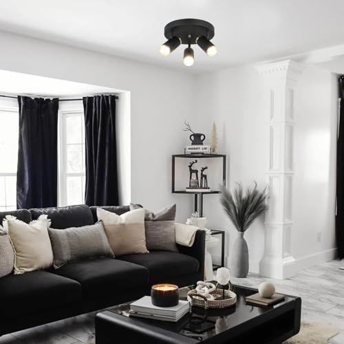 Diğer 57858324443541699283959 Vıtale 3 Lu Siyah-Antık Lak Plafonyer 3Xgu10 Açık Gri