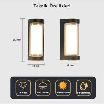 Diğer 57858324443565599283959 Sekatech Dekoratif Su Geçirmez Üç Yönlü Led Aplik Lara 9W 3200K Gün Işığı Led Aydınlatma Acı Kahve
