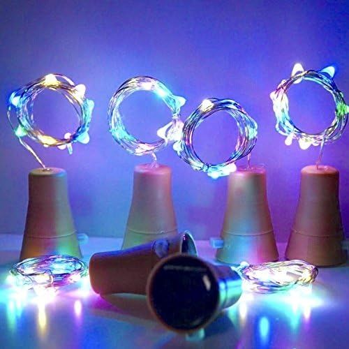Diğer 57858324443613299283959 6'lı Paket Güneş Enerjili Şarap Şişesi Işıkları, 20 Led Su Geçirmez Bakır Mantar Güneş Işığı Düğün,, Dış Mekan, Tatil, Bahçe,, Yol Dekoru İçin Renkli .