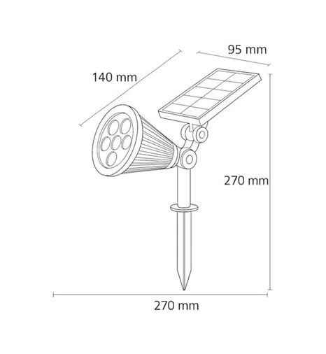 Diğer 57858324443704799283959 7W Solar Led Bahçe Armatürü 6400K Beyaz Işık Güneş Enerjili Kazıklı & Duvar Montajlı Çim Aydınlatma Lambası 7 Led, Ip65, 90 Lümen, 140X270X95 Mm .
