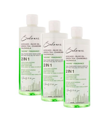 Diğer 57858324443899999283959 Soho N.y.c. Vegan Çift Fazlı Duş Jeli Ve Yoğun Nemlendiricili Vücut Yağı-Jadore 390 Ml 3 Paketi Açık Bej