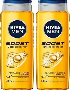 Diğer 57858324443913299283959 Men Boost Duş Jeli 500 Ml, 3'ü 1 Arada Komple Bakım, Vücut, Saç Ve Yüz İçin, Kafein İle Canlandırıcı Bakım 2 Paketi Açık Bej