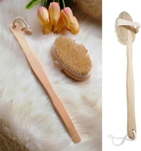 Diğer 57858324444160199283959 Doğal At Kılı Selülit Karşıtı Sapı Çıkabilen Ahşap Banyo Fırçası Açık Ceviz