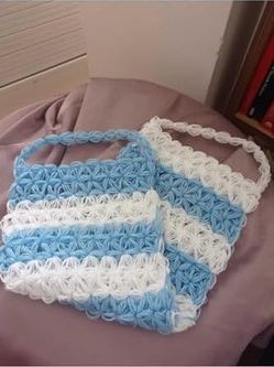 Diğer 57858324444254099283959 Rapithwin El Yapımı Örgü Doğal Lif Mavi 40X16 Cm , Tek Ebat Açık Ahşap