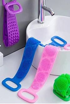 Diğer 57858324444368699283959 Banyo Duş Sırt Kesesi Çift Taraflı Silikon Lifi Fırçası 70 Cm Açık Ceviz