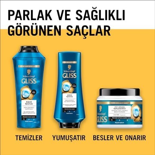 Diğer 57858324444772799283959 Gliss Aqua Revive Nemlendirici Şampuan 400Ml 2Li Paket