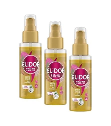 Diğer 57858324445247399283959 Elidor Güçlü Saç Uçları İçin Hindistan Cevizi Saç Yağı 1 Paket 1 X 80 Ml 3 Paketi