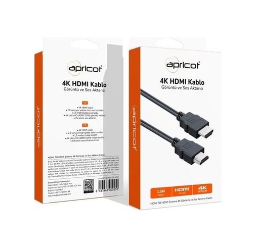 Diğer 57858324448649799283959 Apricot Ap-Hdp 1.5 Metre 4K Kutulu Hdmı Kablo 0