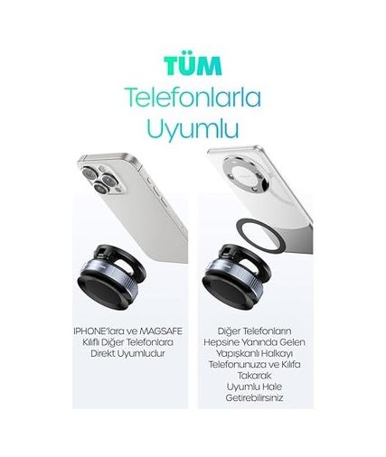 Diğer 57858324448843399283959 Magnetpro Araç Telefon Tutucu Magsafe Vakumlu 360 Dönebilir, Mükemmel Tutunma, Ultra Güçlü Vantuz N52 Çift Mıknatıs, Magsafe Uyumlu, Araç, Ofis, Spor Salonu İçin 1