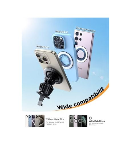 Diğer 57858324448872799283959 Joyroom Araç Montajlı Şarj Cihazı, Havalandırma Deliği İçin Hızlı Şarj Manyetik Kablosuz Araç Şarj Cihazı, 16/15/14/13/12 Serisi Uyumlu 15W Araç Telefon Tutacağı 1