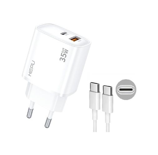 Diğer 57858324448948599283959 Hp-C30 35 Watt Gan Şarj Adaptörü 2-Port Charger Hızlı Şarj Adaptörü 100 Cm Kablo Dual-Port Charger Qc 3.0 Acı Kahve