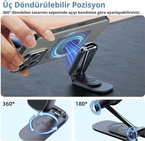 Diğer 57858324448965099283959 Ultra Güçlü Mıknatıslı 360 Döner Alüminyum Araç İçi Telefon Tutucu Masaüstü Telefon Tutucu 1