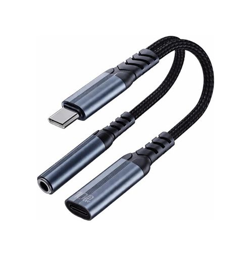 Diğer 57858324448966799283959 2-In-1 Type-C Adaptör, 100W Güç Çıkışı, Alüminyum + Nylon Kablo, Müzik Dinleme, Arama Yapma, Type-C Arayüzlü Telefon Ve Laptop Adaptörü Zr1212 Acı Kahve