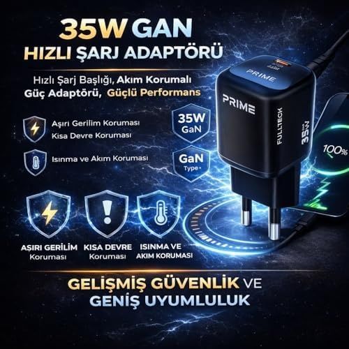 Diğer 57858324449096799283959 35W Gan Hızlı Şarj Adaptörü, Hızlı Şarj Başlığı,1X Type-C Girişi, 1X Usb Girişi, Güçlü Performans, Aşırı Gerilim, Kısa Devre, Isınma Ve Akım Koruması, Gelişmiş Güvenlik Ve Geniş Uyumluluk Kablo Dahi Acı Kahve